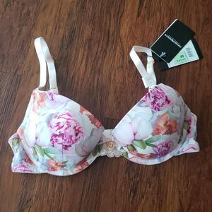 Emporio Armani Floral Pink  Pushup Bra Size 34B Girly Feminine Quiet Luxury New
